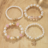 4pcs/Set Boho Pearl & Crystal Beaded Bracelets with Starfish Charm | Beachy Stackable Bracelet Set