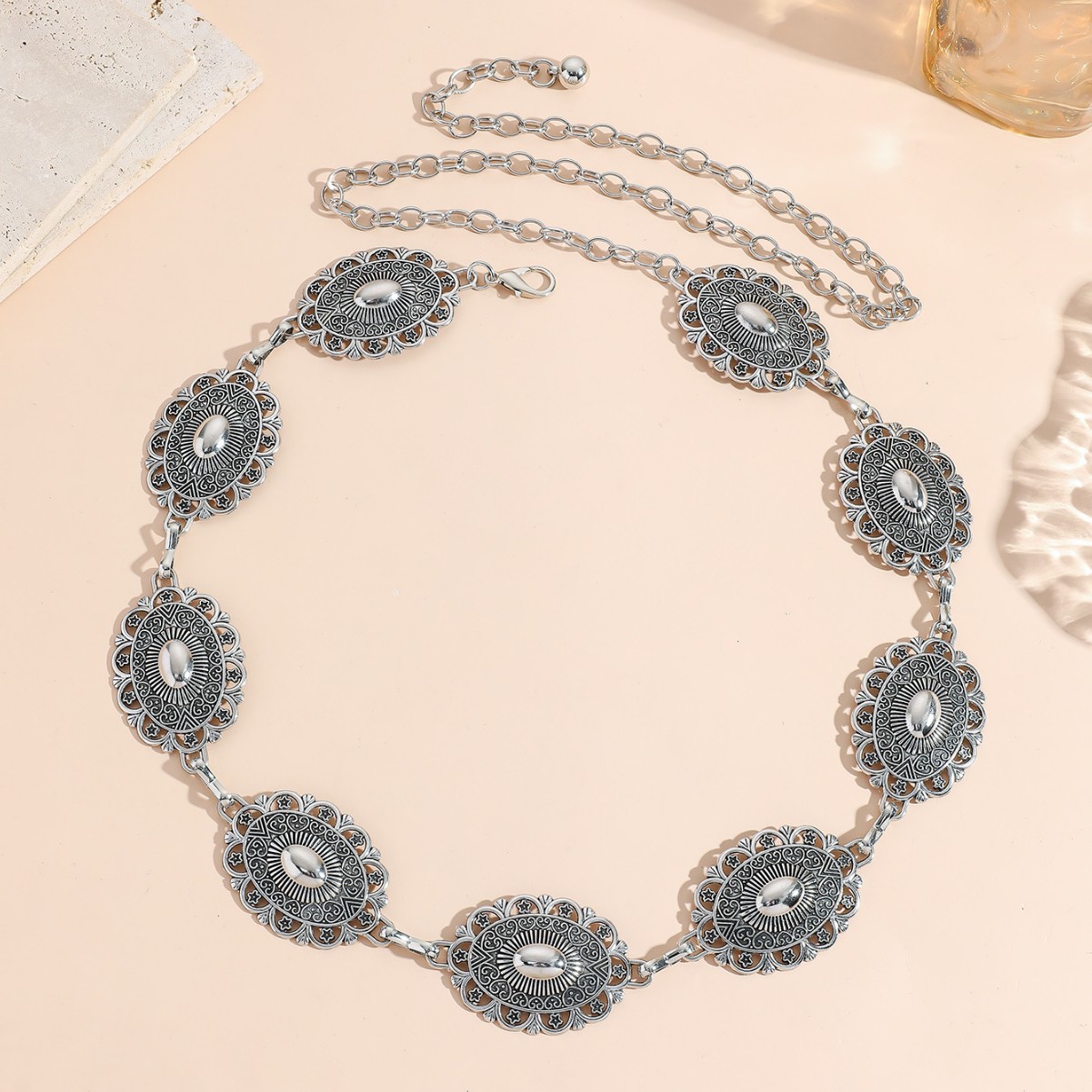 Vintage Carved Metal Waist Chain for Women – Ethnic Style Belly & Pants Chain