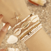 Boho Beachy Shell & Starfish Beaded Bracelet Set | Stackable Coastal Jewelry