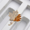 French Maple Leaf Zircon Brooch
