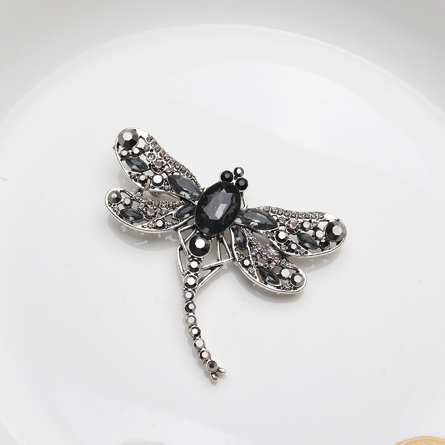 Teal Green Crystal Dragonfly Brooch