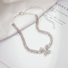 Rhinestone Butterfly Anklet for Women, Silver Plated Crystal Ankle Bracelet
