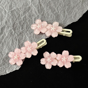 Glitter Pink Cherry Blossom Hair Clips