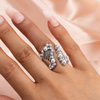Silver Pearl Cluster Open Ring – Vintage Textured Statement Ring for Women, Adjustable Fashion Jewelry