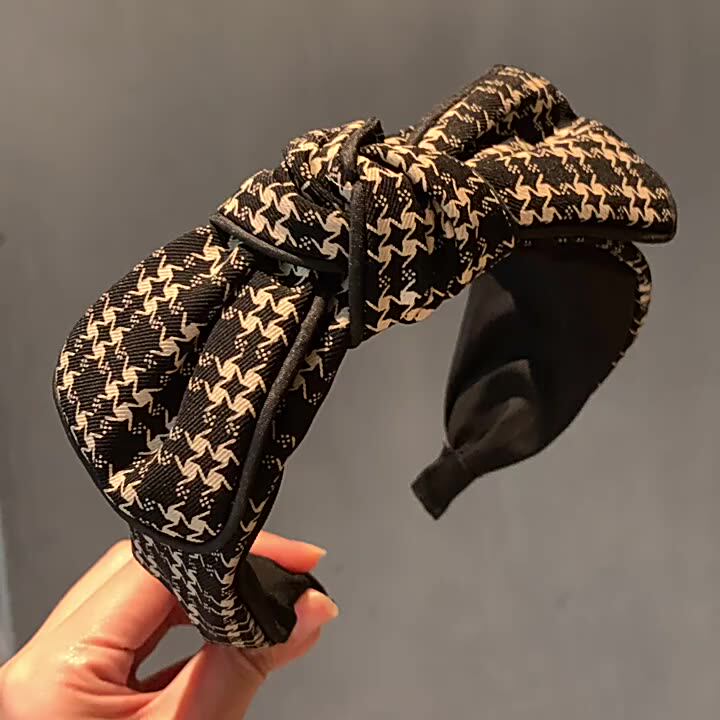 Korean Style Graffiti Bow Plaid Headband