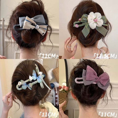 Spring Summer Color Block Bow Hair Claw Clip