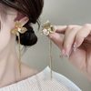 Golden Flower Long Tassel Drop Earrings
