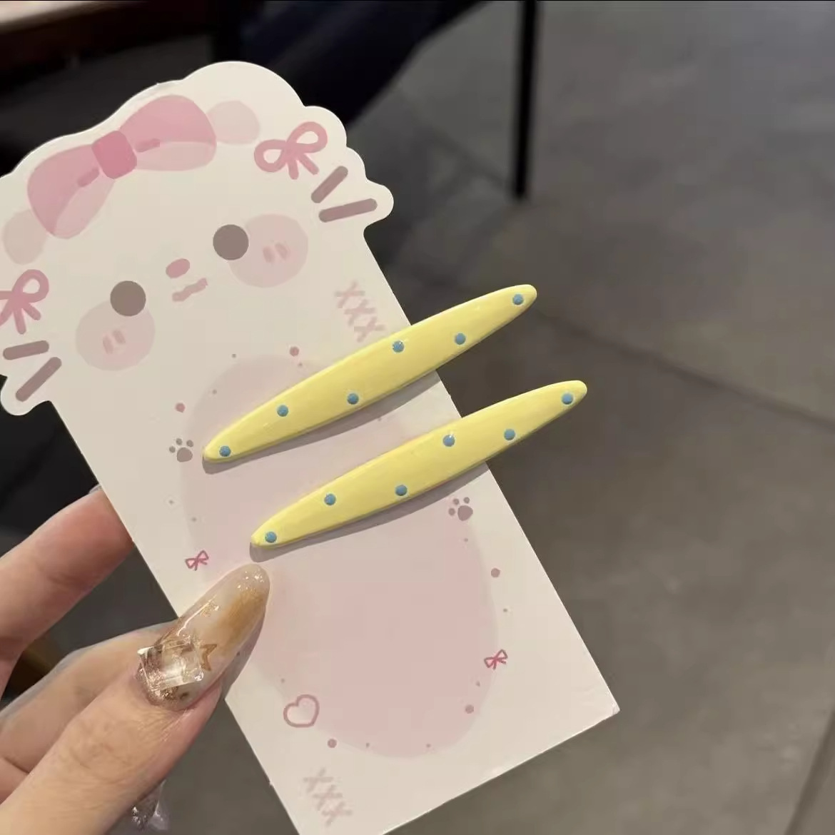 Creamy Polka Dot Duckbill Clips Macaron Color Hair Barrettes Sweet Side Hair Pins