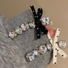 Polka Dot Bow Rhinestone Hair Clip