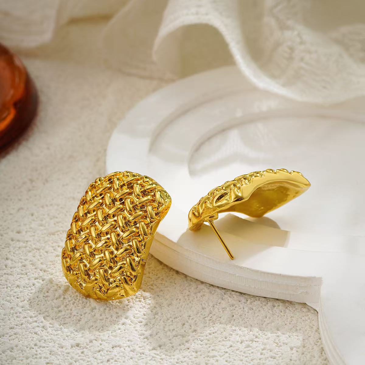 18K Gold Plated Knot Bow Earrings