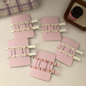 Cherry Bear Plaid No-Bend Hair Clips Sweet Side Barrettes Makeup Clips