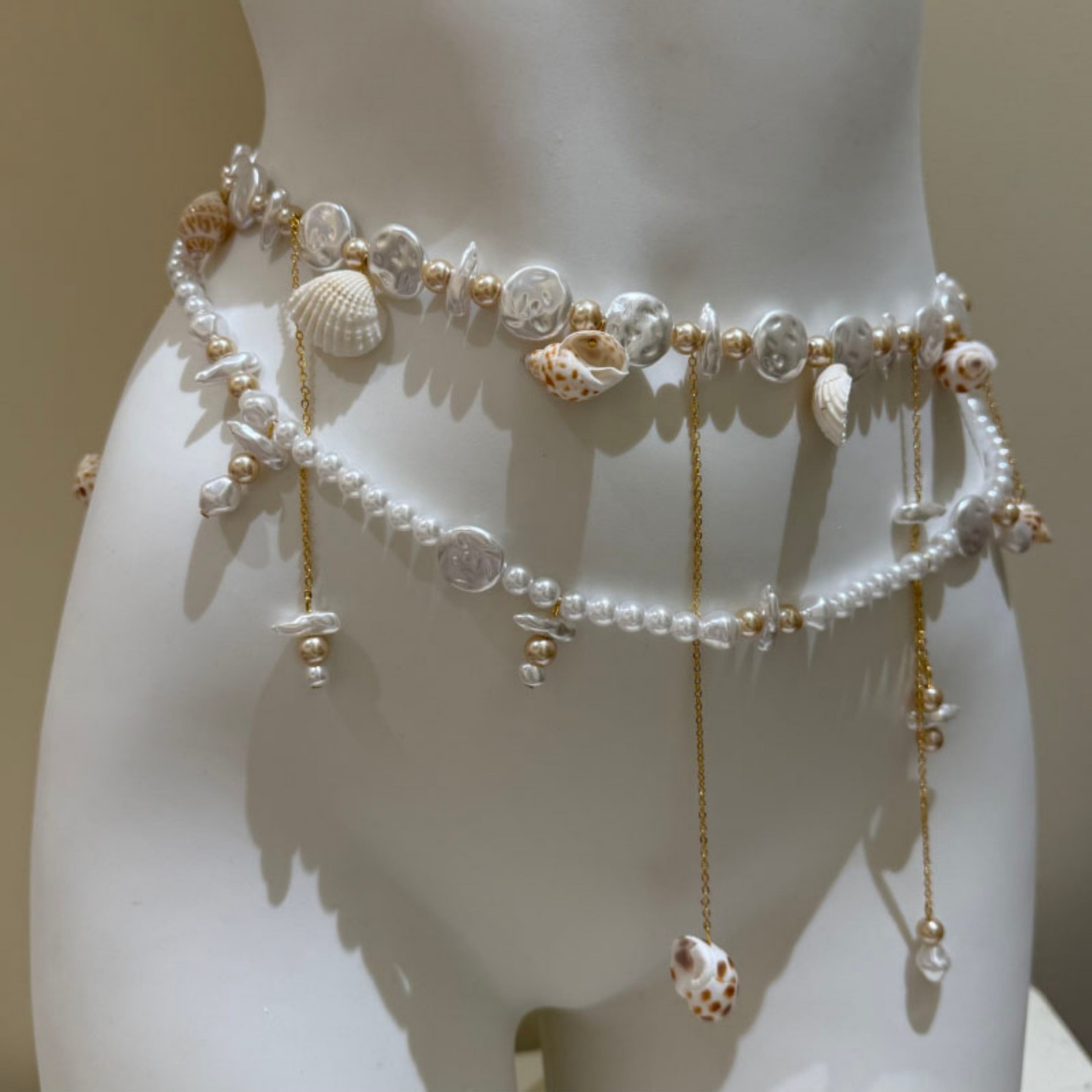 Vintage Shell Pearl Waist Chain with Tassel - Summer Holiday Fashion Jewelry