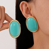 Vintage Resin Oval Stud Earrings