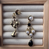French Light Luxury Retro Baroque Fashionable Pearl Stud Black Diamond Teardrop Earrings