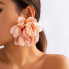Oversized Fabric Flower Statement Earrings
