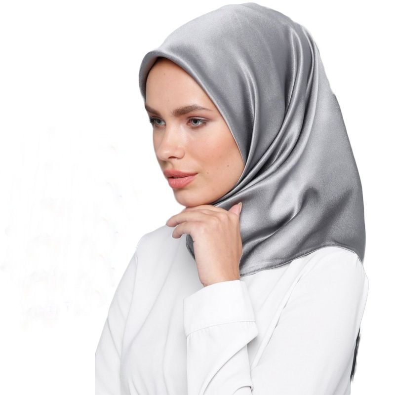 New Satin Solid Color 90*90cm Large Square Scarf for Women
