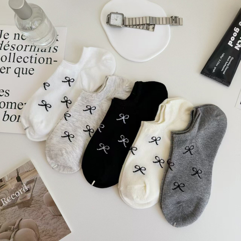 Summer Thin Bow Invisible No-Show Socks for Women