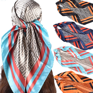 New Vintage Print Satin Square Scarf 90*90cm