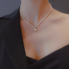 Delicate Pearl Chain Necklace with Circular Pearl Pendant | Dainty Choker for Women