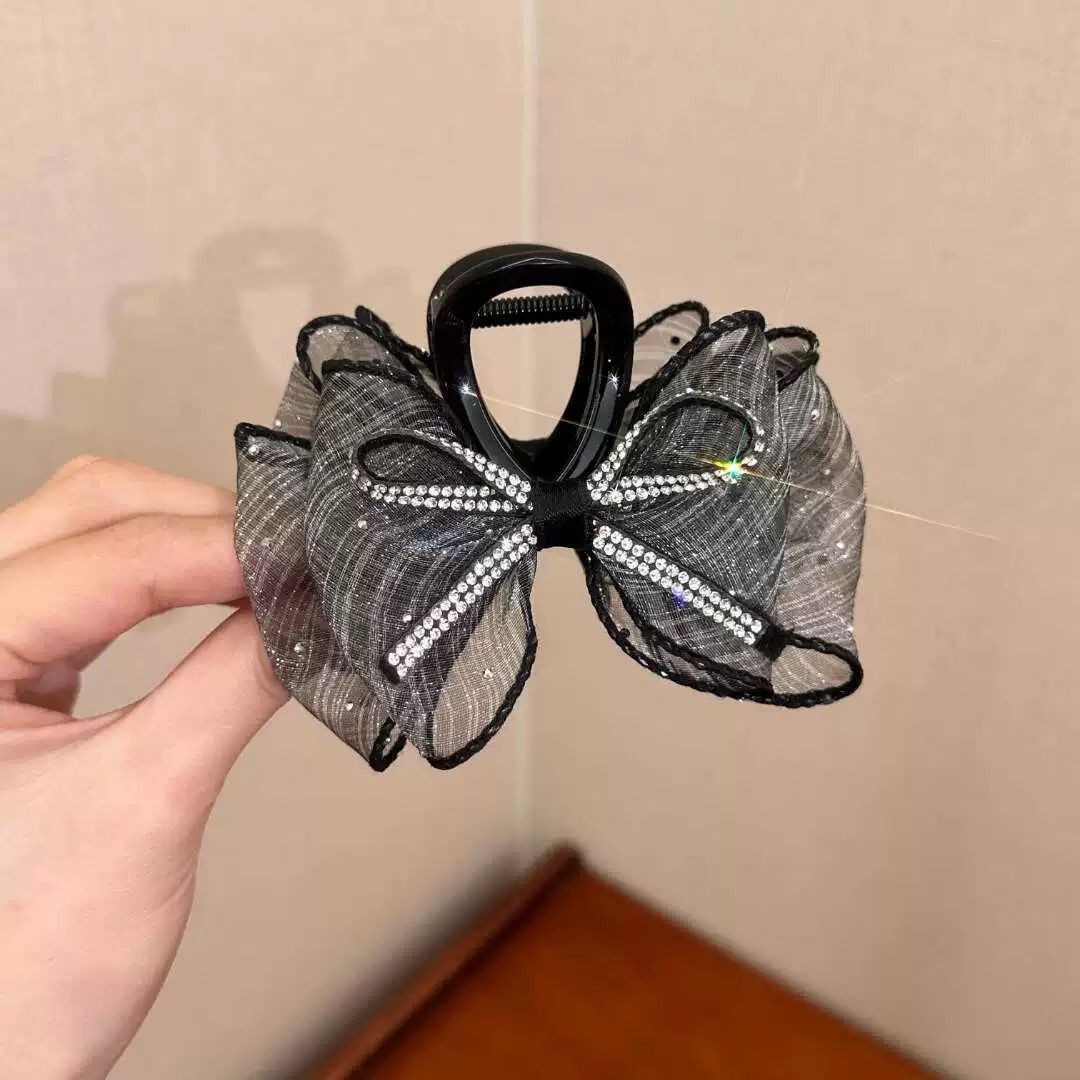 Shiny Bow Polka Dot Mesh Hair Claw