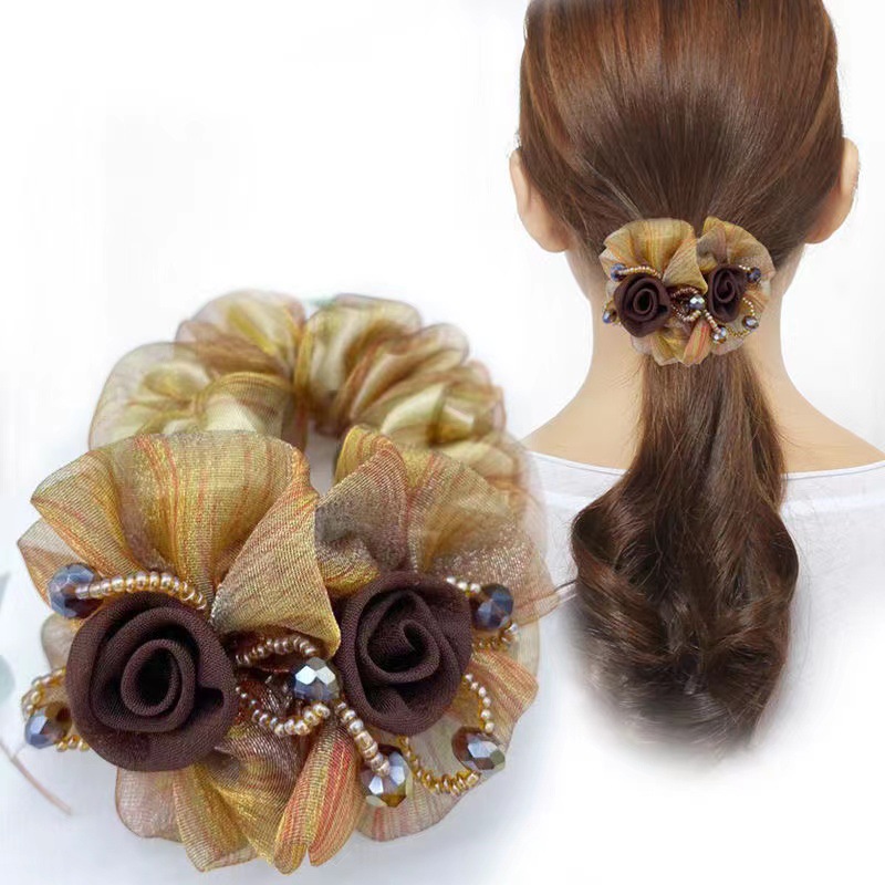 Korean Floral Mesh Scrunchie