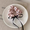 Pink Polka Dot Satin Scrunchie with Bow