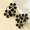 Vintage Camellia Flower Hoop Earrings
