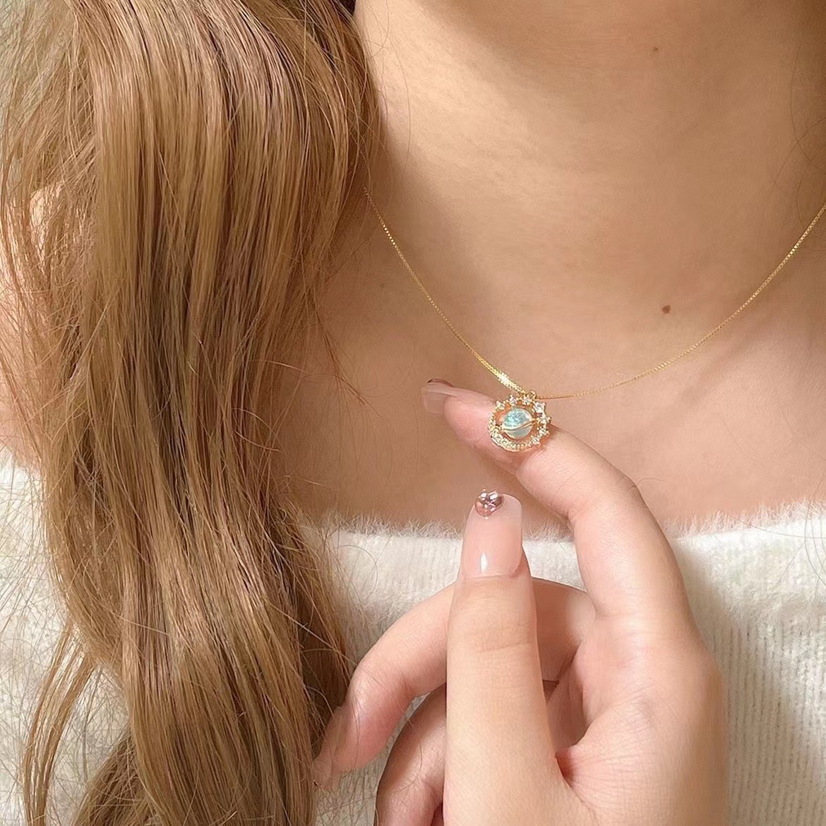 Dreamy Planet Universe Saturn & Earth Necklace