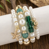 4pcs/Set Boho Pearl & Crystal Beaded Bracelets with Starfish Charm | Beachy Stackable Bracelet Set