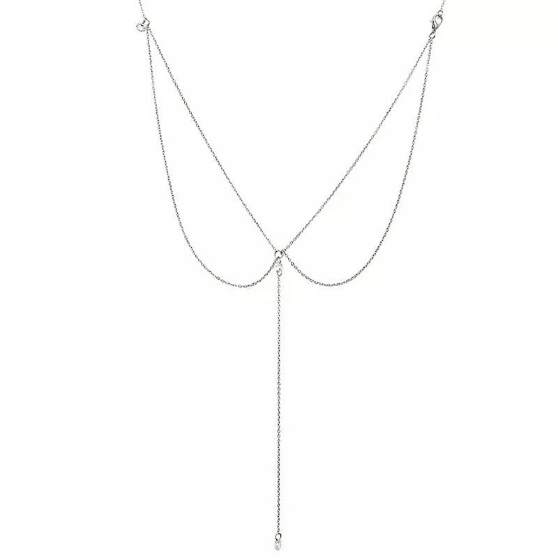 European Fashion Back Chain Necklace for Women – Rhinestone Back Body Chain