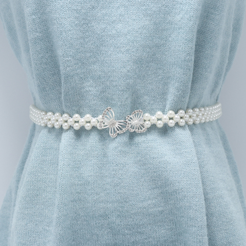 New Fashion Pearl Rhinestone Flower Waist Chain for Women
