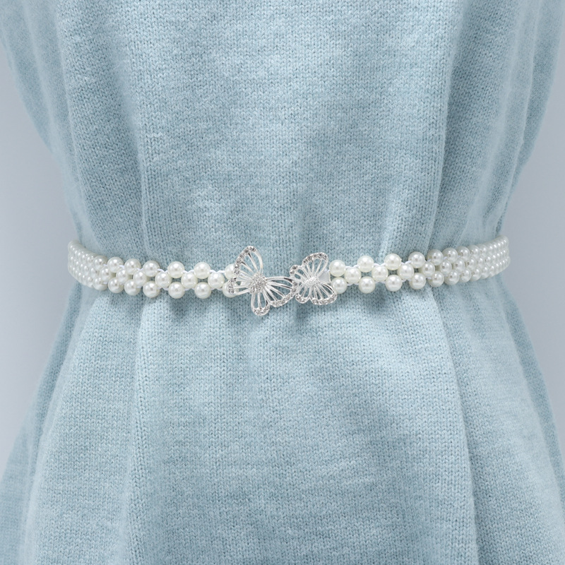 New Fashion Pearl Rhinestone Flower Waist Chain for Women