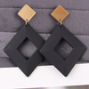 Bold Geometric Hollow Square Drop Earrings | Colorful Acrylic Statement Earrings
