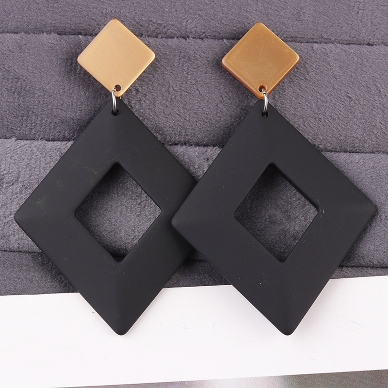 Bold Geometric Hollow Square Drop Earrings | Colorful Acrylic Statement Earrings
