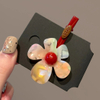 Acrylic Gradient Flower Hair Clip – Red Accent Cute Floral Hair Barrette for Women, Sweet Y2K Hair Accessory