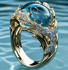 Ocean Wave Enamel Ring Collection – Blue/Purple Crystal Wave Statement Ring for Women Ocean Inspired Jewelry