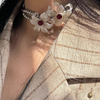 Floral Pearl Silver Clavicle Necklace