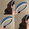 Vintage Blue Denim Double Layer Pearl Headband