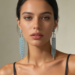 Cross-Border Long Geometric Tassel Earrings for Women