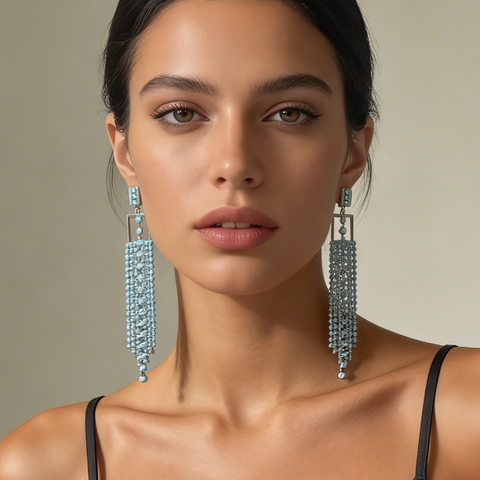 Cross-Border Long Geometric Tassel Earrings for Women