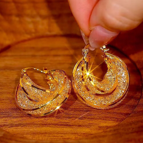 Light Luxury Gold Interlocking Zircon Earrings for Women