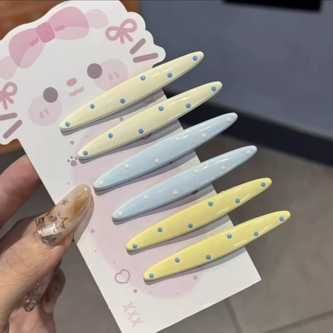 Creamy Polka Dot Duckbill Clips Macaron Color Hair Barrettes Sweet Side Hair Pins