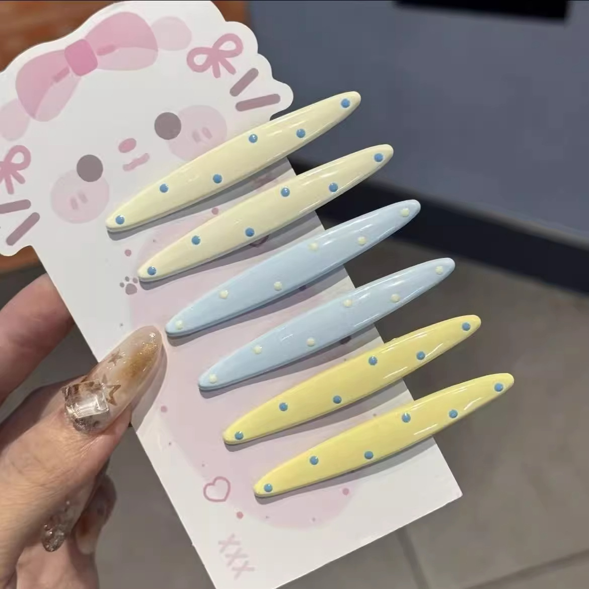 Creamy Polka Dot Duckbill Clips Macaron Color Hair Barrettes Sweet Side Hair Pins