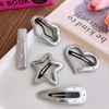 Silver Faux Leather Colorful Dot Hair Clips Star Heart Wave Barrettes