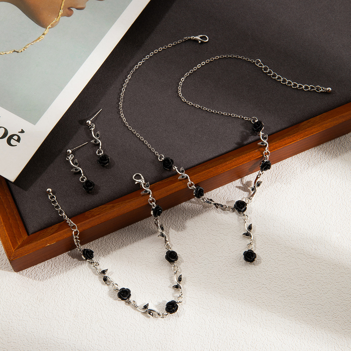 French Vintage Rose Jewelry Set