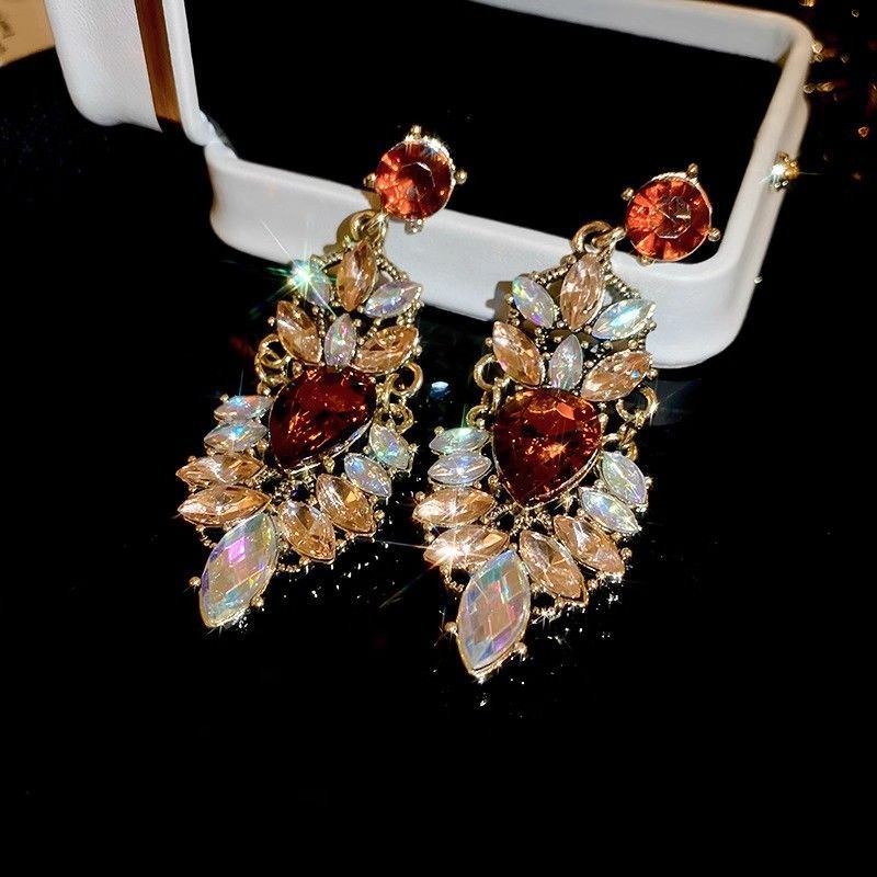 Antique Gold Tone Multi-Stone Statement Earrings